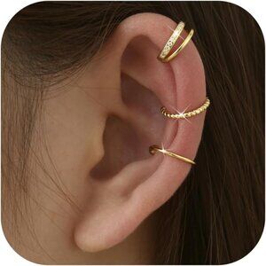 STYLE-B-GOLD Plated Non Pierced Adjustable Fake Ear Cuff Earrings for Women